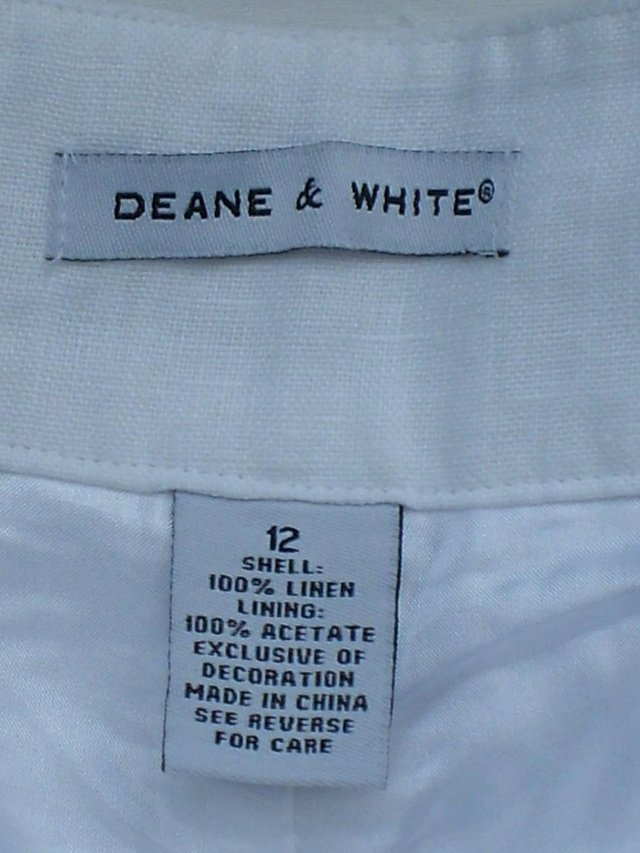 Image 3 of DEANE & WHITE –White Linen Trouser Suit - Size 12