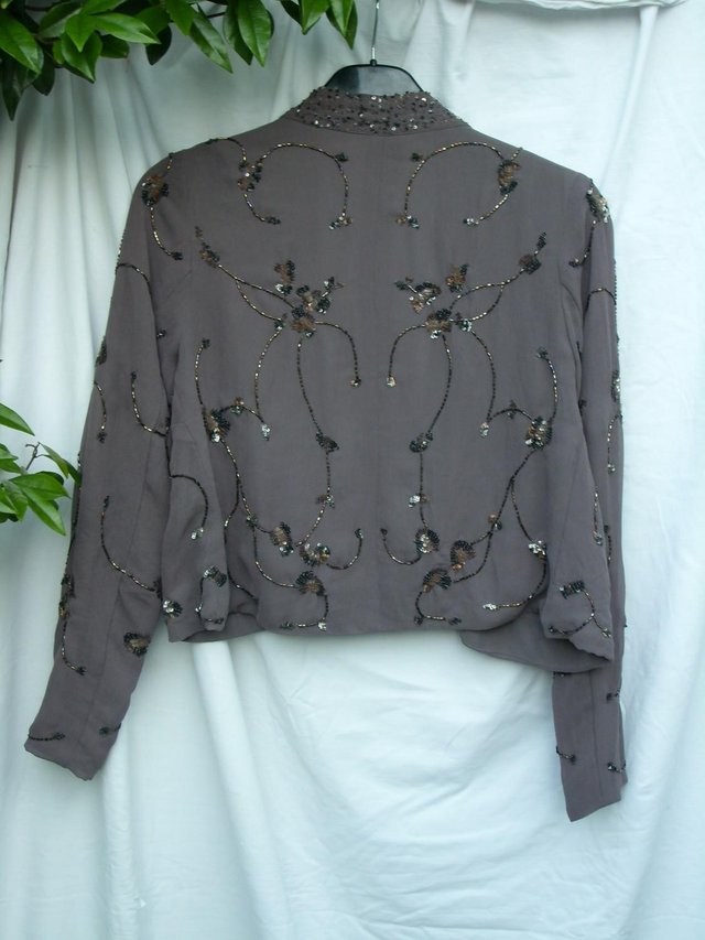 Image 3 of BELLE BY OASIS Bead/Sequin Chiffon Bolero Jacket Top-Size 8