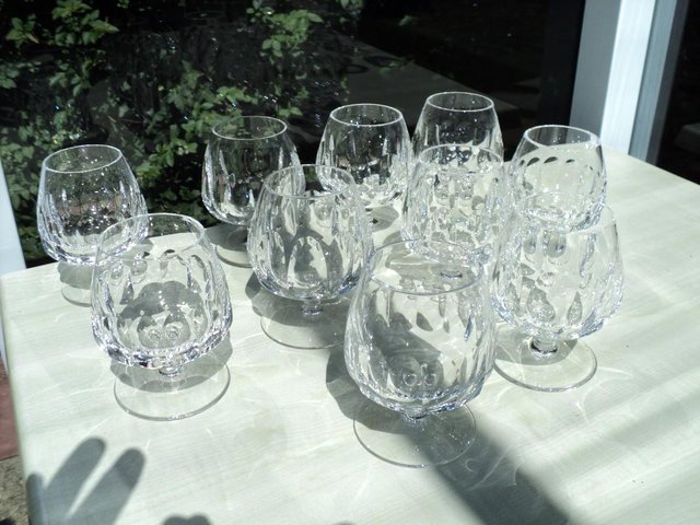 Preview of the first image of 9 brandy crystal glasses 30% pb highest quality & perfect..
