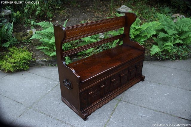 Image 2 of A JAYCEE OLD CHARM OAK HALL SEAT SETTLE MONKS BENCH CHEST