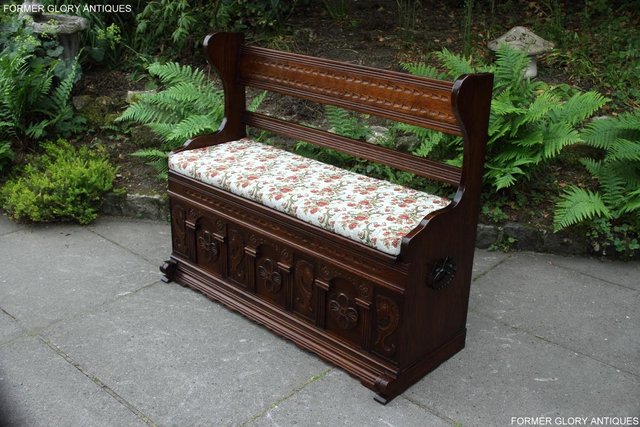 Image 3 of A JAYCEE OLD CHARM OAK HALL SEAT SETTLE MONKS BENCH CHEST