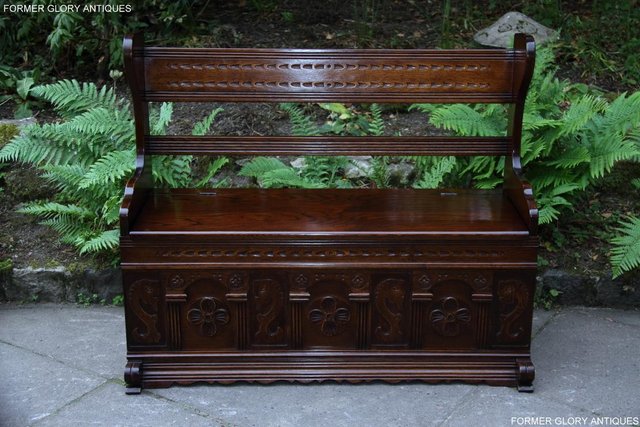 Preview of the first image of A JAYCEE OLD CHARM OAK HALL SEAT SETTLE MONKS BENCH CHEST.