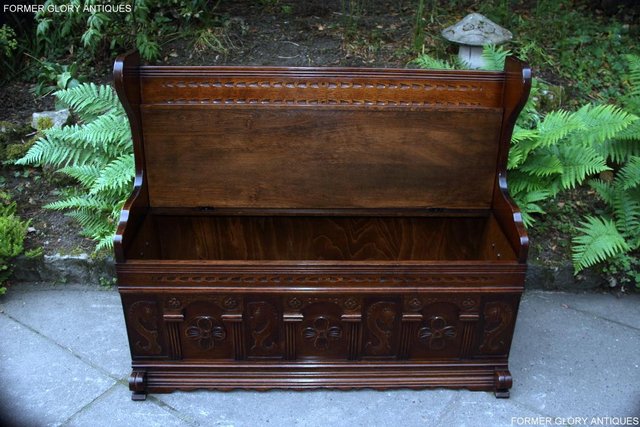 Image 7 of A JAYCEE OLD CHARM OAK HALL SEAT SETTLE MONKS BENCH CHEST