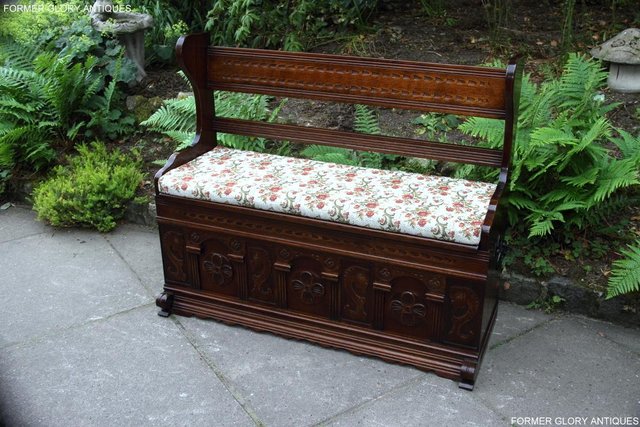 Image 9 of A JAYCEE OLD CHARM OAK HALL SEAT SETTLE MONKS BENCH CHEST