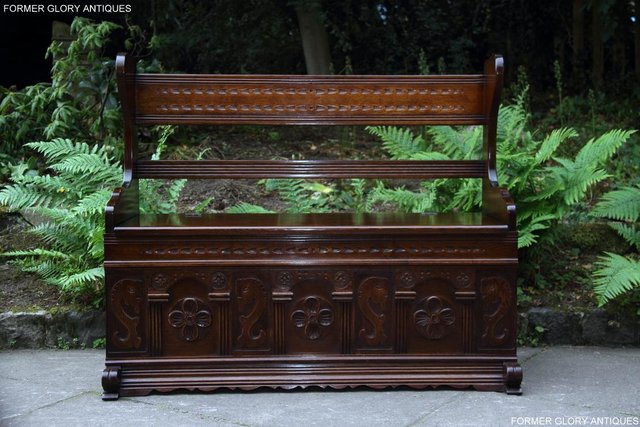 Image 11 of A JAYCEE OLD CHARM OAK HALL SEAT SETTLE MONKS BENCH CHEST