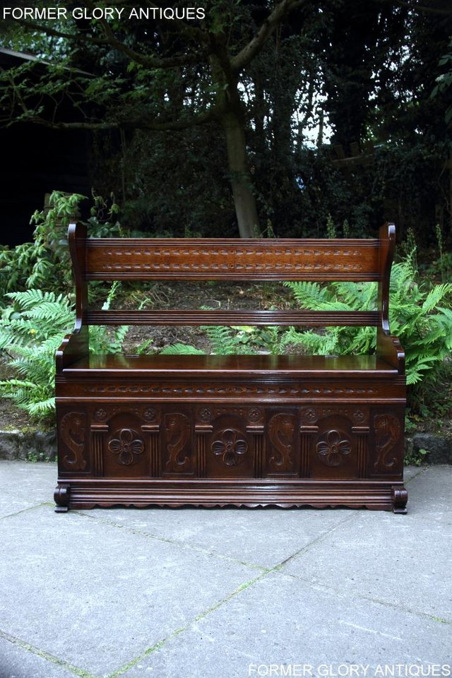 Image 14 of A JAYCEE OLD CHARM OAK HALL SEAT SETTLE MONKS BENCH CHEST