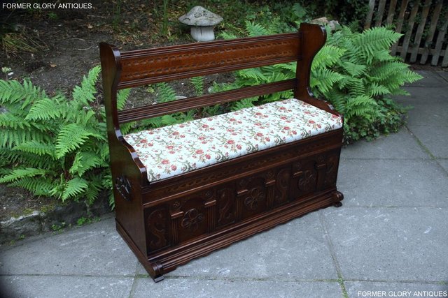 Image 20 of A JAYCEE OLD CHARM OAK HALL SEAT SETTLE MONKS BENCH CHEST