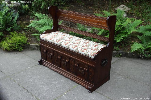 Image 21 of A JAYCEE OLD CHARM OAK HALL SEAT SETTLE MONKS BENCH CHEST