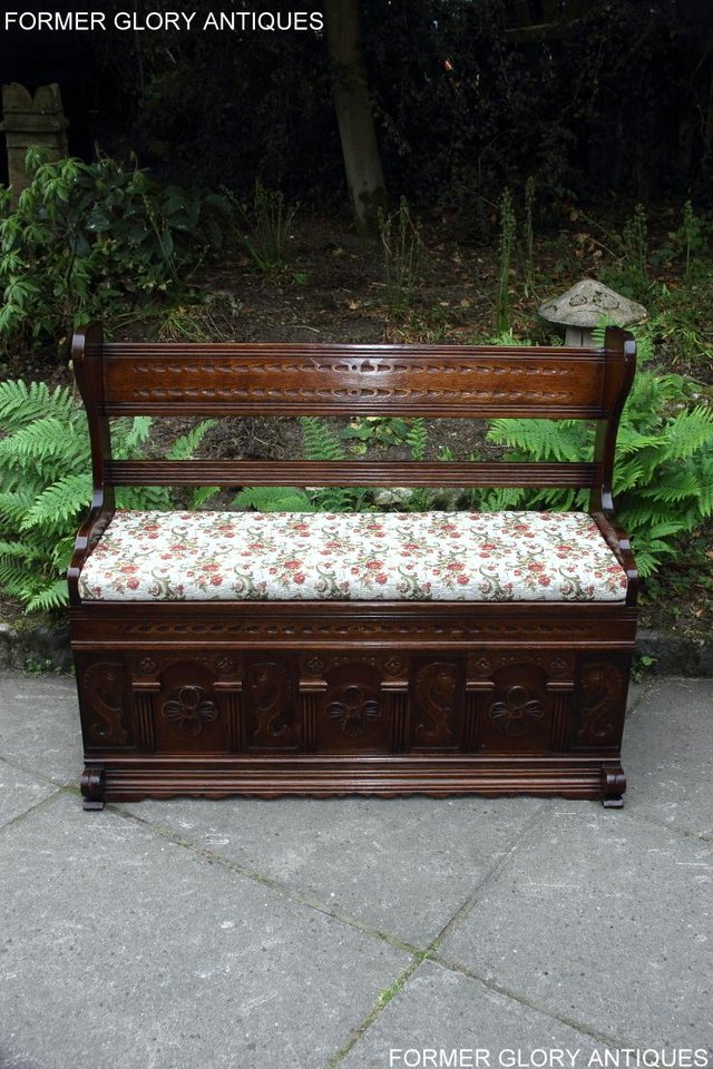 Image 26 of A JAYCEE OLD CHARM OAK HALL SEAT SETTLE MONKS BENCH CHEST