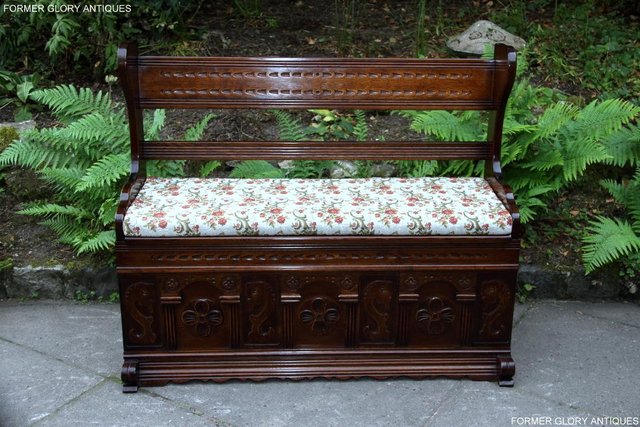 Image 28 of A JAYCEE OLD CHARM OAK HALL SEAT SETTLE MONKS BENCH CHEST