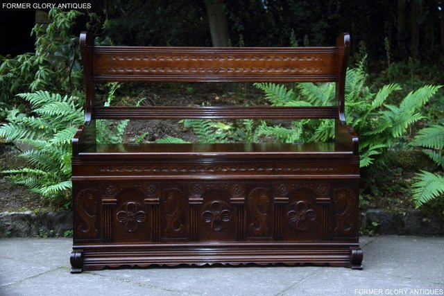 Image 32 of A JAYCEE OLD CHARM OAK HALL SEAT SETTLE MONKS BENCH CHEST