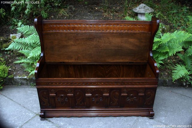 Image 34 of A JAYCEE OLD CHARM OAK HALL SEAT SETTLE MONKS BENCH CHEST
