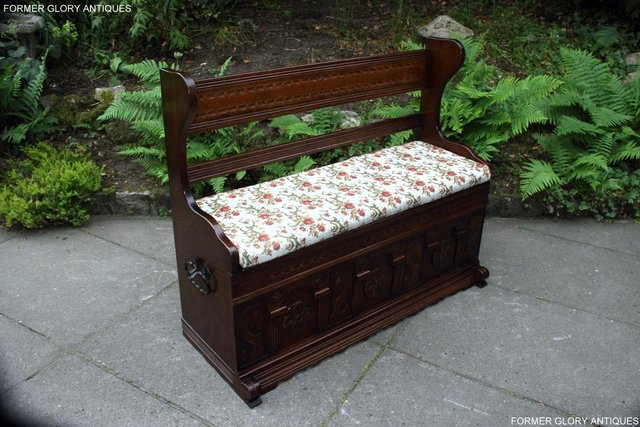 Image 37 of A JAYCEE OLD CHARM OAK HALL SEAT SETTLE MONKS BENCH CHEST