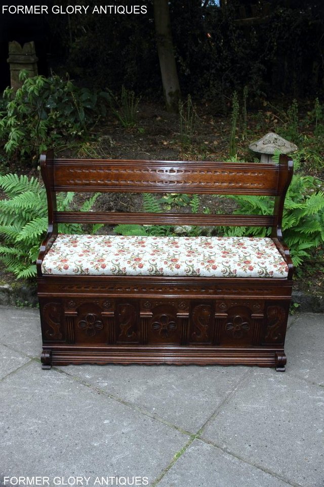 Image 42 of A JAYCEE OLD CHARM OAK HALL SEAT SETTLE MONKS BENCH CHEST