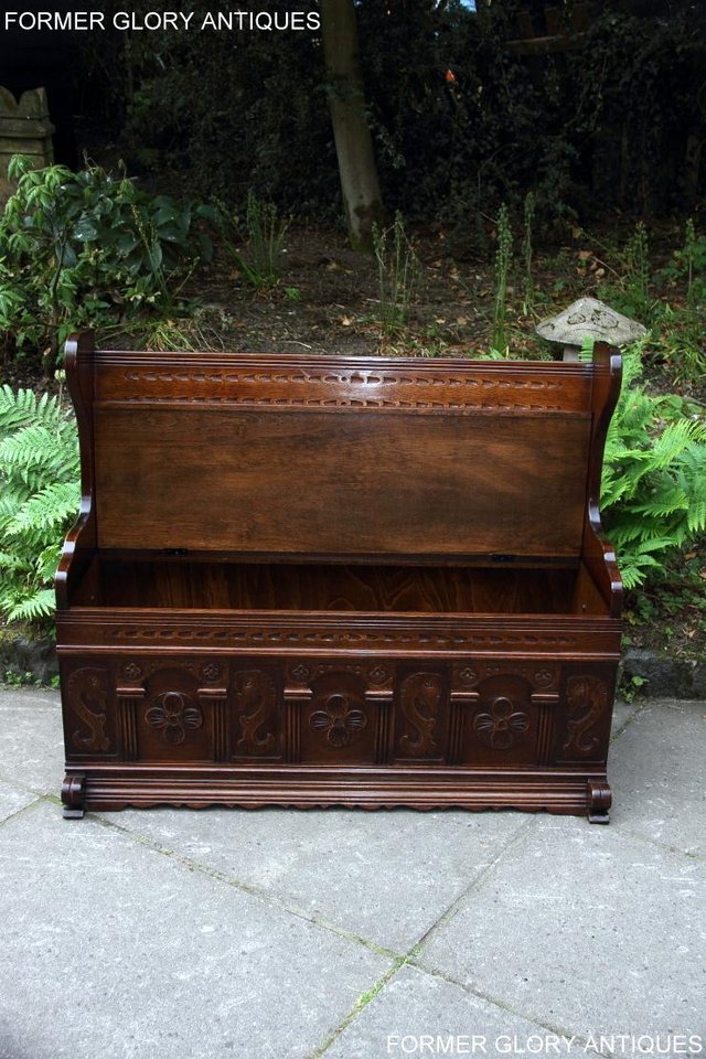 Image 44 of A JAYCEE OLD CHARM OAK HALL SEAT SETTLE MONKS BENCH CHEST