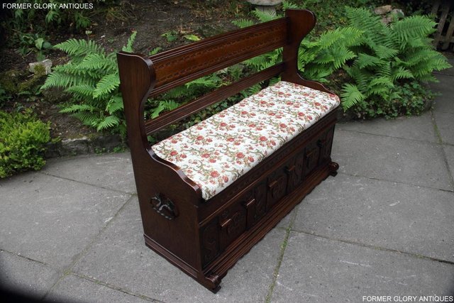 Image 46 of A JAYCEE OLD CHARM OAK HALL SEAT SETTLE MONKS BENCH CHEST