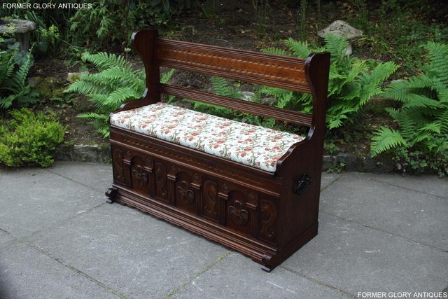 Image 48 of A JAYCEE OLD CHARM OAK HALL SEAT SETTLE MONKS BENCH CHEST
