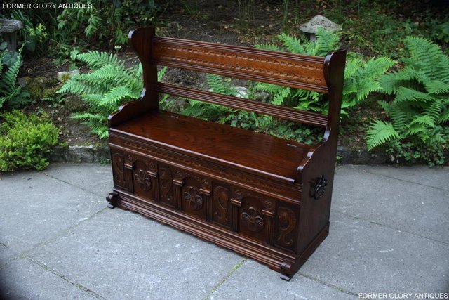 Image 53 of A JAYCEE OLD CHARM OAK HALL SEAT SETTLE MONKS BENCH CHEST