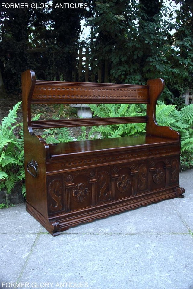 Image 61 of A JAYCEE OLD CHARM OAK HALL SEAT SETTLE MONKS BENCH CHEST