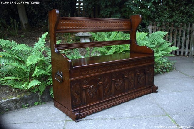 Image 64 of A JAYCEE OLD CHARM OAK HALL SEAT SETTLE MONKS BENCH CHEST