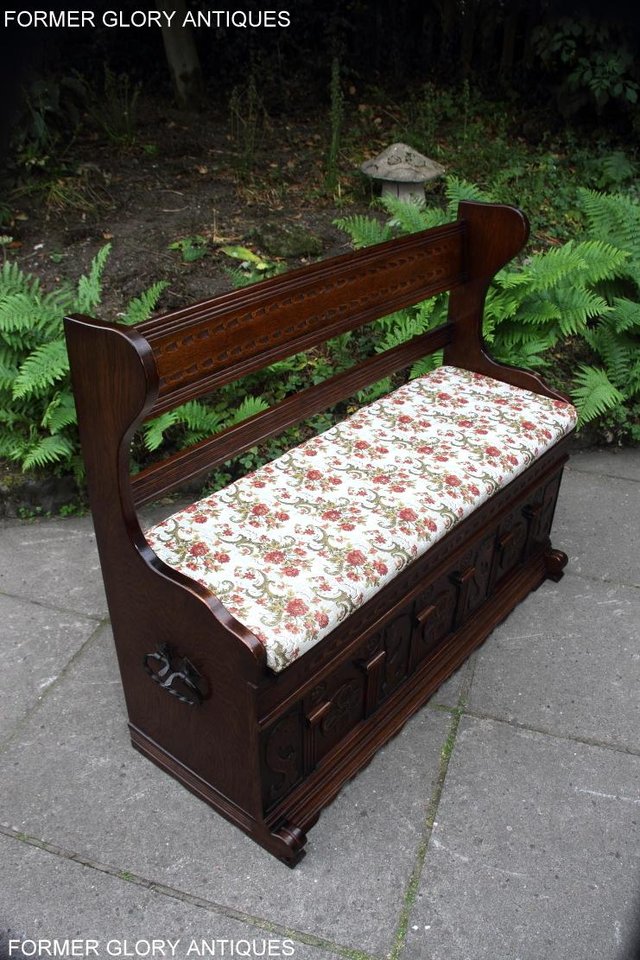 Image 70 of A JAYCEE OLD CHARM OAK HALL SEAT SETTLE MONKS BENCH CHEST