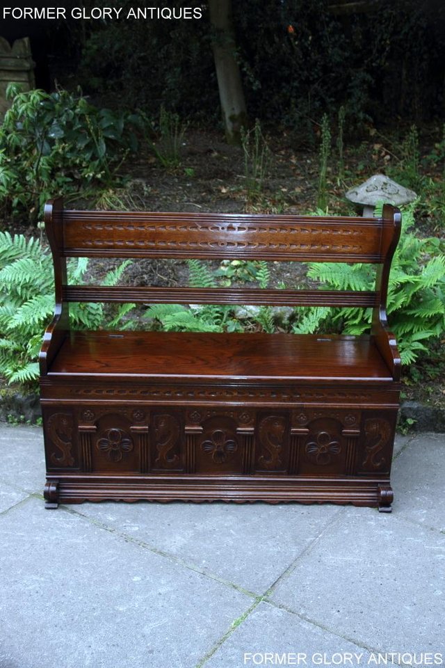 Image 72 of A JAYCEE OLD CHARM OAK HALL SEAT SETTLE MONKS BENCH CHEST