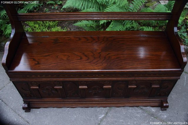 Image 75 of A JAYCEE OLD CHARM OAK HALL SEAT SETTLE MONKS BENCH CHEST