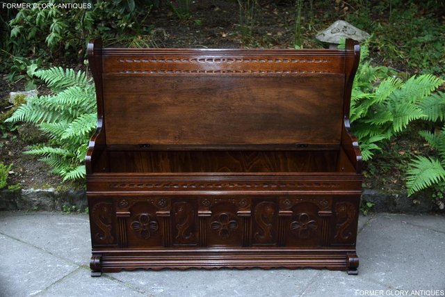 Image 78 of A JAYCEE OLD CHARM OAK HALL SEAT SETTLE MONKS BENCH CHEST