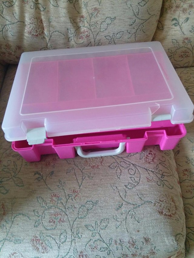 Preview of the first image of Arts & Crafts Pink Storage Box..........