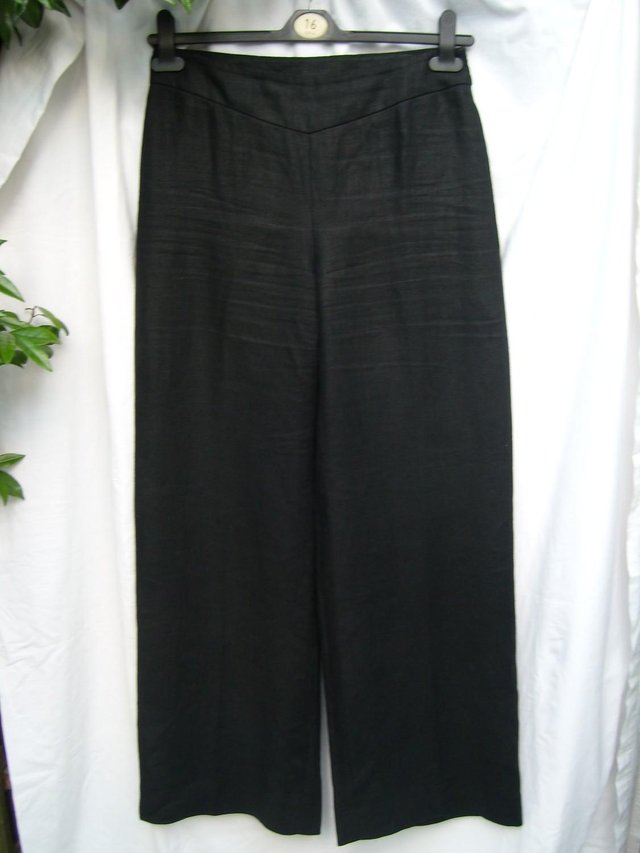 Image 3 of HOBBS Brown Linen Wide Leg Trousers – Size 10