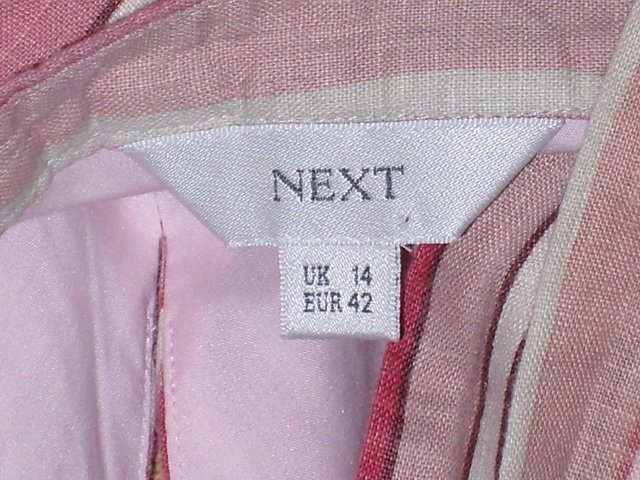 Image 3 of NEXT Pink Candy Striped Linen Halter Top – Size 14