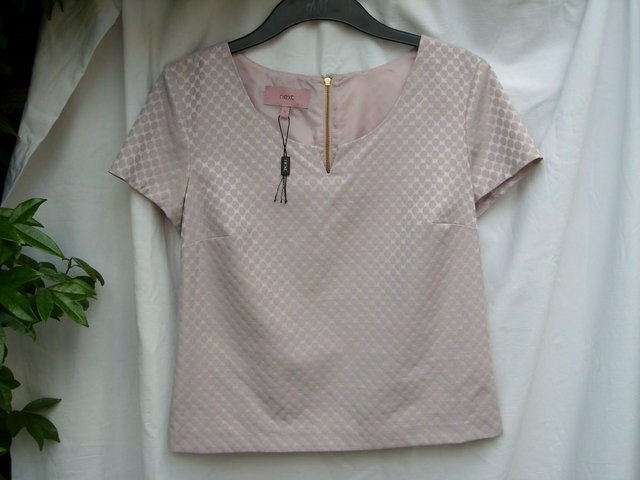 Preview of the first image of NEXT Pink Top With Subtle Spots – Size 12 – NEW!.