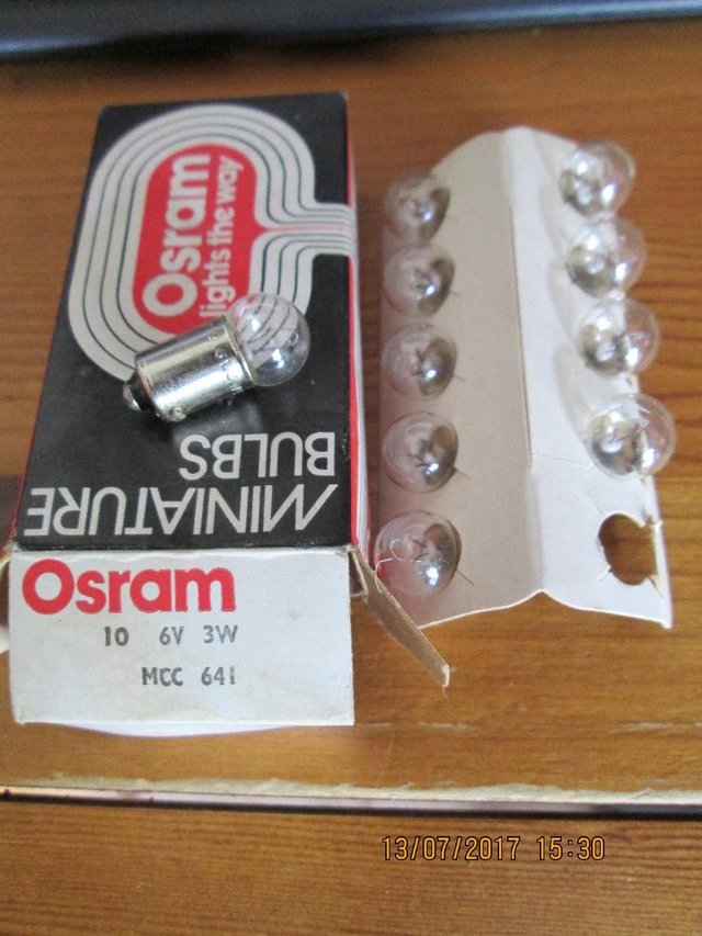 Preview of the first image of Osram MCC641 6V 3W bulbs (Incl P&P).