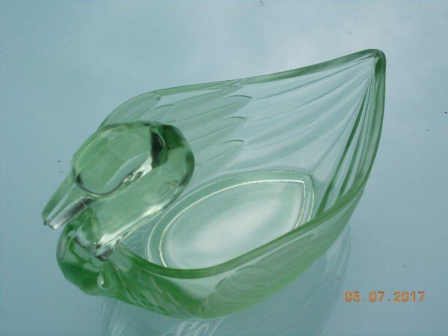 Image 3 of Vintage Green Glass Swan