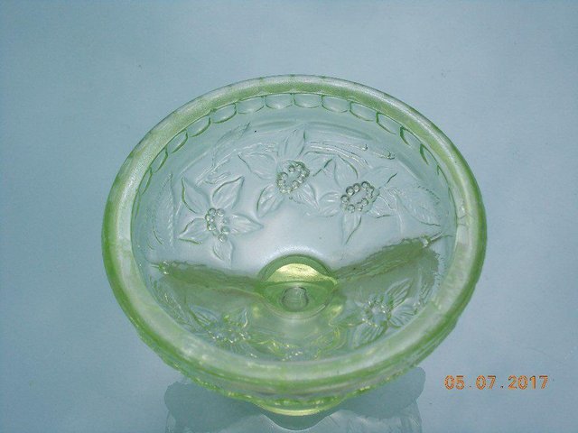 Image 2 of Vintage Green Glass Candlestick - Butterflies