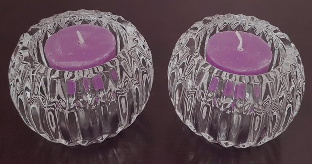 Preview of the first image of 2 Beautiful Cut Glass Crystal Candle/Tea Light Holders.  BX1.