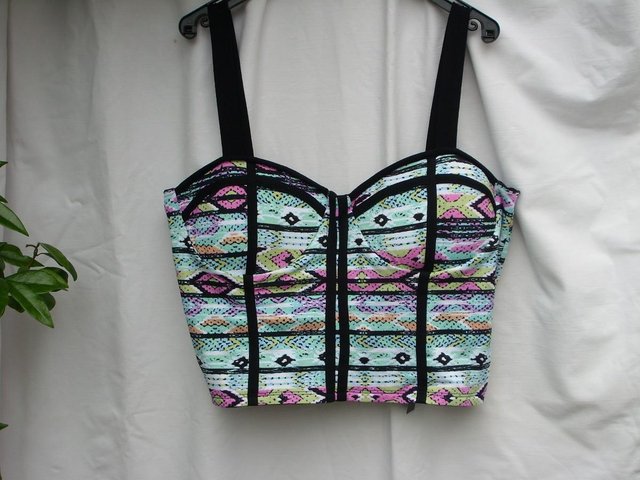 Preview of the first image of DAMNED DELUX Aztec Bra Top–Size 14–NEW!.