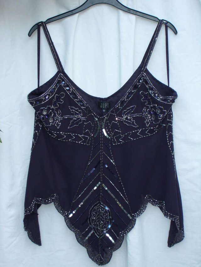 Preview of the first image of JUPI Purple Beaded Top – Size 12 – NEW!.
