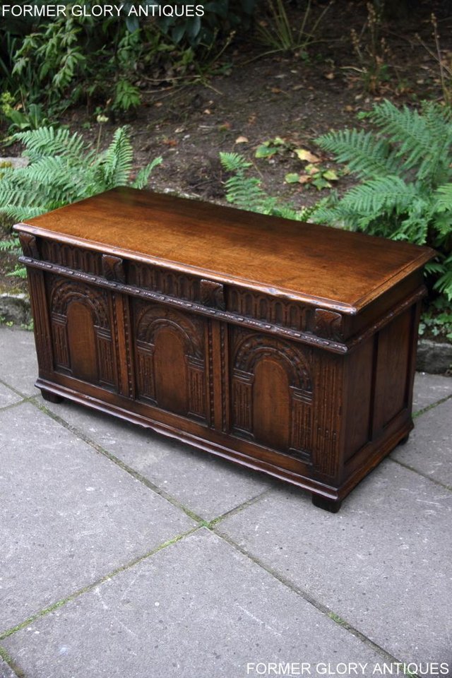 Image 8 of TITCHMARSH & GOODWIN OAK BLANKET TOY BOX DOWER CHEST COFFER