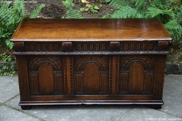 Image 18 of TITCHMARSH & GOODWIN OAK BLANKET TOY BOX DOWER CHEST COFFER