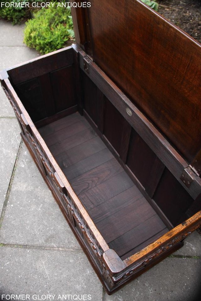 Image 64 of TITCHMARSH & GOODWIN OAK BLANKET TOY BOX DOWER CHEST COFFER