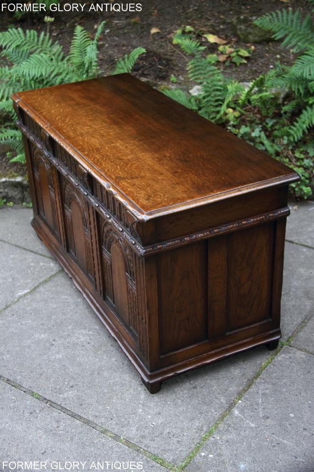 Image 77 of TITCHMARSH & GOODWIN OAK BLANKET TOY BOX DOWER CHEST COFFER