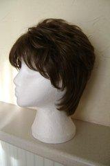 Preview of the first image of LADIES SHORT BRUNETTE DARK BROWN LAYERED LACE CAP WIG.