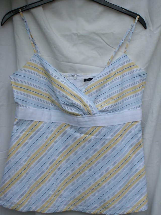 Preview of the first image of CREW CLOTHING CO Striped Cotton Top–Size 14.