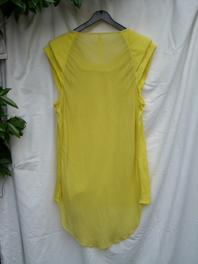 Image 2 of KAREN MILLEN Yellow Cotton & Silk Top–Size 14