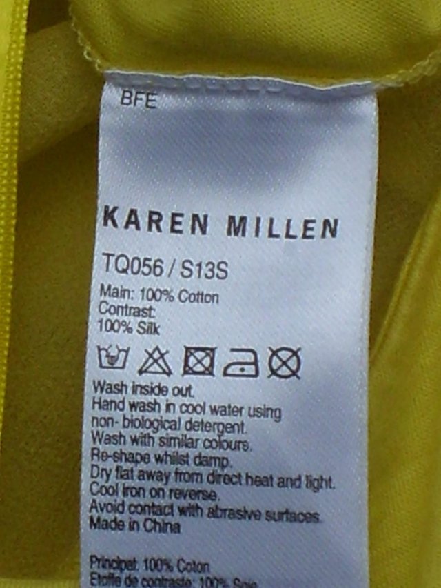 Image 3 of KAREN MILLEN Yellow Cotton & Silk Top–Size 14