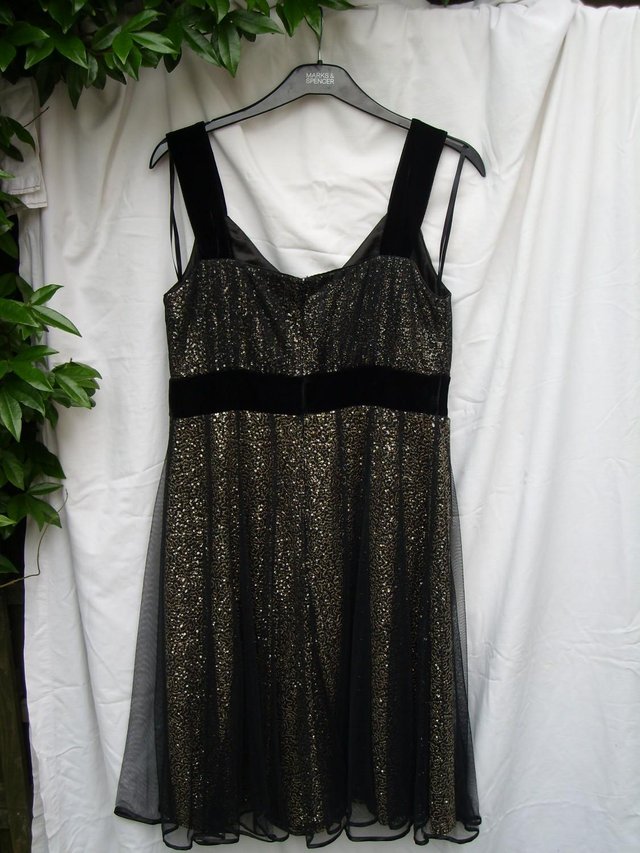 Image 3 of MONSOON Black Midi Sequin Dress–Size 12-NEW!