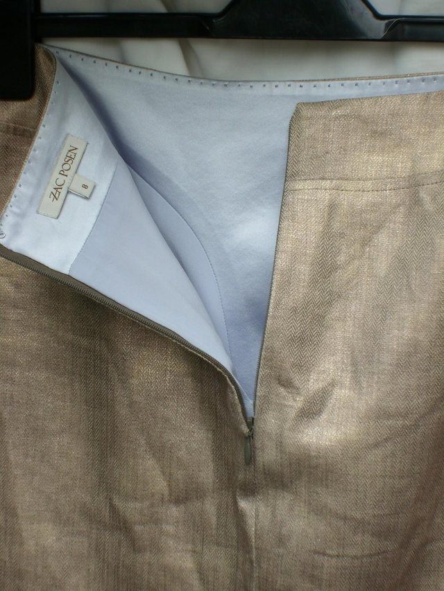 Image 2 of ZAC POSEN Gold Linen Fishtail Skirt–Size 8/10-NEW