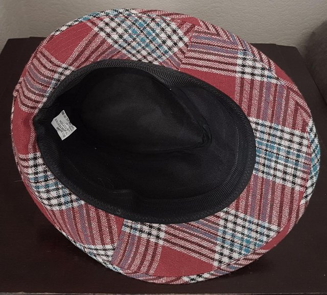 Image 2 of Lovely Red Check Trilby/Fedora Hat - Sz M