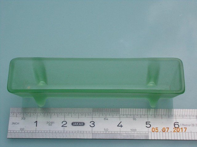 Preview of the first image of Vintage Green Glass Footed Trough.